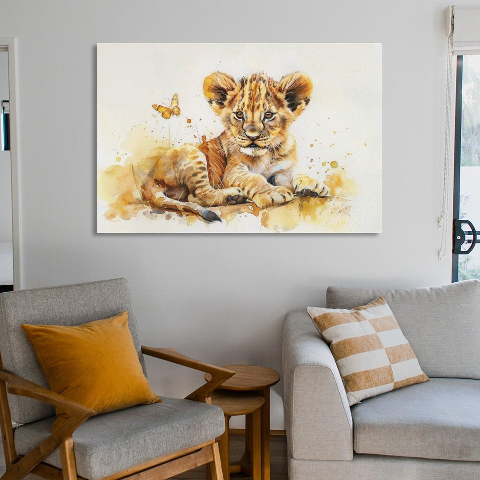 Amazon.co.jp: 絵画 かわいい小さなライオン アートパネル ポスター